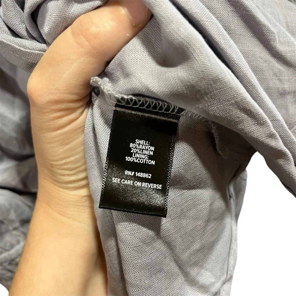 TORRID ~ Grey Peasant Top with Smocked Middle and Puff Sleeves Linen Blend - Picture 6 of 11